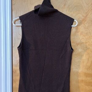 Chico's Sleeveless Ribbed Turtleneck - Dark Brown